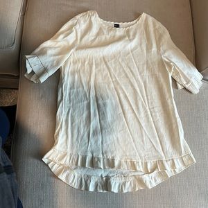 Size 6 SHEIN Cream Short Sleeve Blouse. Never worn